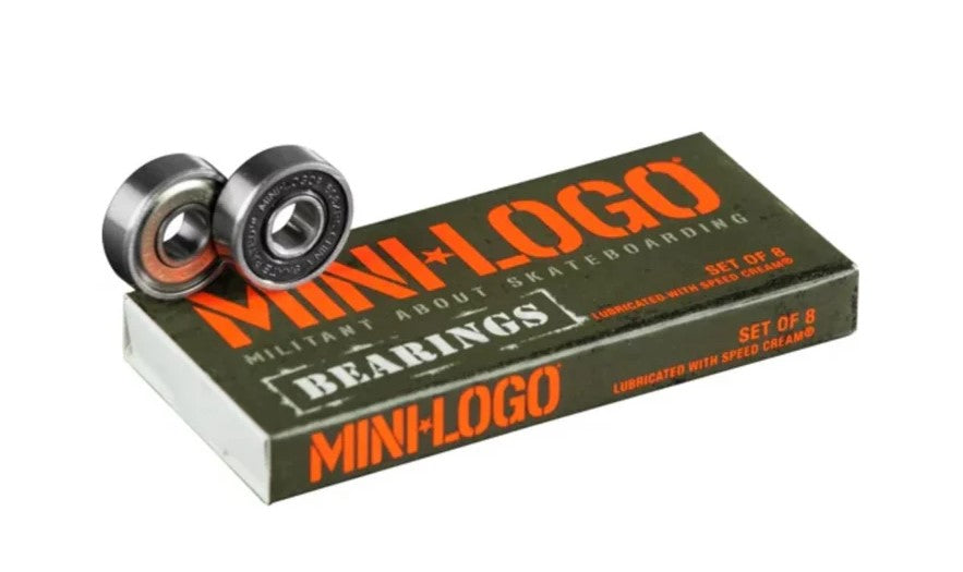 Mini Logo Skateboard Bearings 8 Pack in black packaging