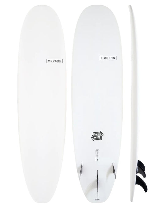 MOdern Double Wide 7'4 Epoxy Soft Surfboard in white