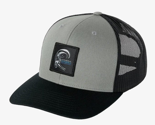 O'Neill CS Trucker Cap in black with grey crown and black sewn on patch
