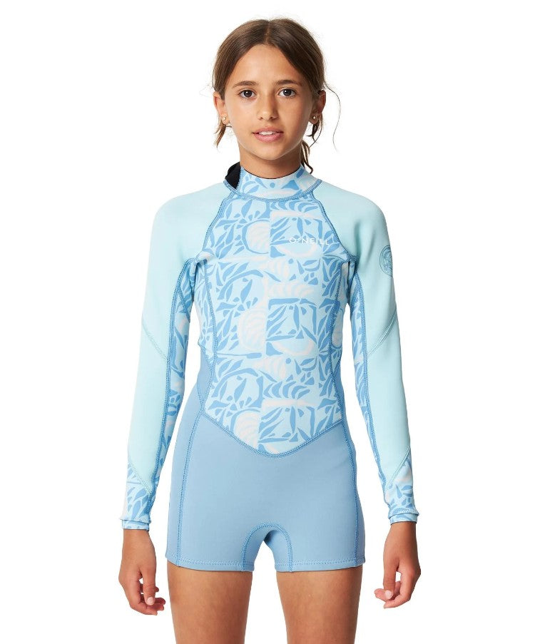 O'Neill Girls Bahia 2mm LS Mid Spring Wetsuit in check mosaic colourway