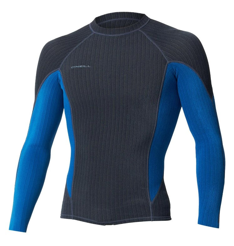 O'Neill Hyper X 1.5mm Long Sleeve Wetsuit Top in dark orion with deep sea colourway