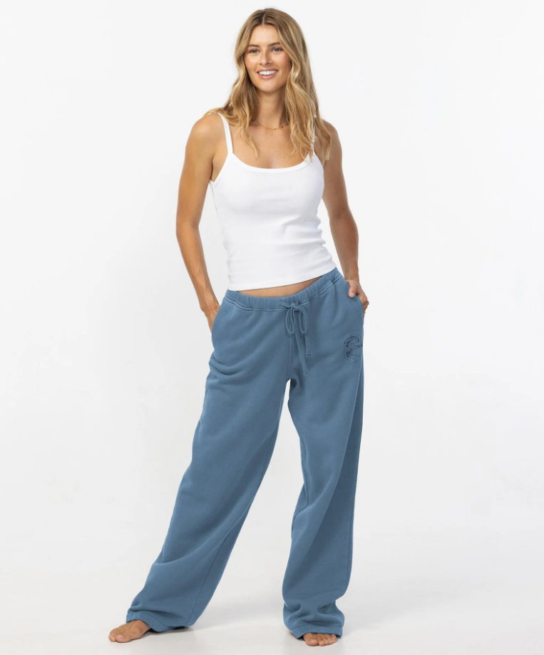 O'Neill OG Circle Surfer Women's Wide Leg Trackpants on model in white tank from front