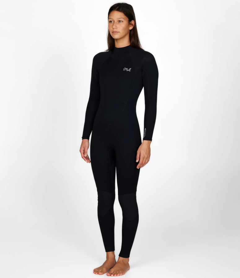 O'Neill Reactor 2 4/3mm Womens Back Zip GBS Wetsuit in black on model from side