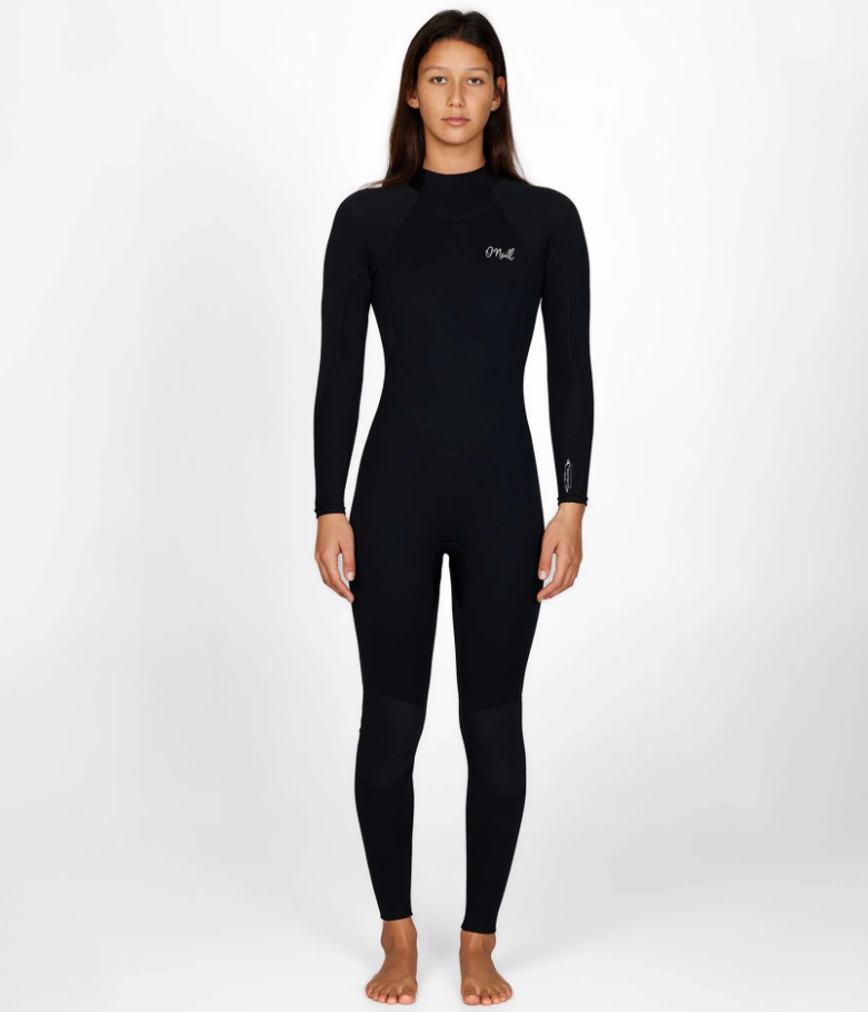 O'Neill Reactor 2 4/3mm Womens Back Zip GBS Wetsuit in black on model from front