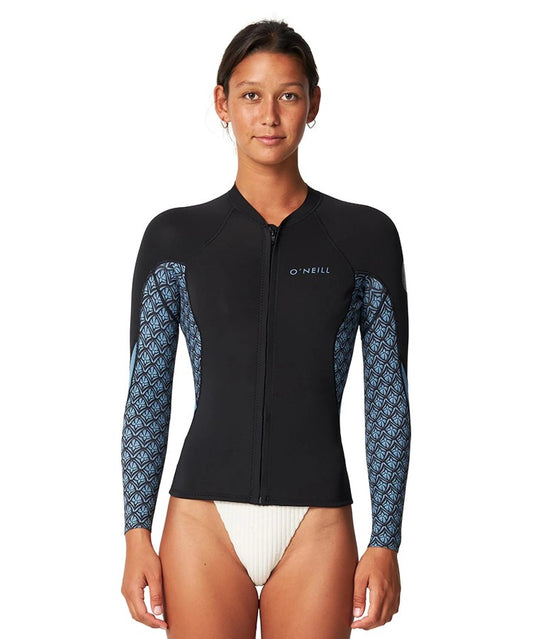 O'Neill Bahia 1.5mm Full Zip Wetsuit Jacket in aloha tile colourway