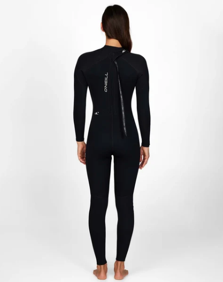 O'Neill Reactor 2 3/2mm GBS Back Zip Women's Wetsuit in black on model from the back