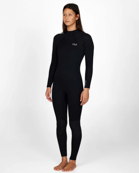 O'Neill Reactor 2 3/2mm GBS Back Zip Women's Wetsuit in black on model from the left side