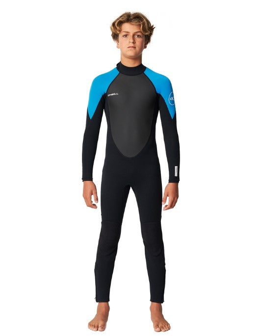 O'Neill Youth Reactor 3/2mm Wetsuit in black with ocean colourway