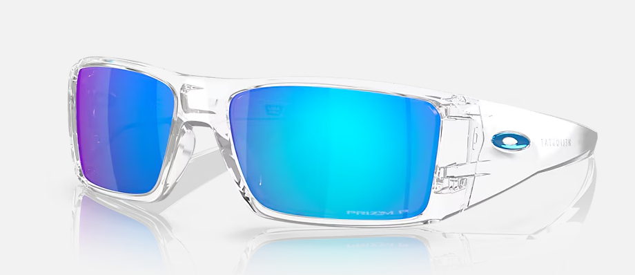 Oakley Heliostat Clear frames with Prizm Sapphire Polarised Sunglasses