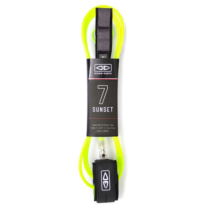 OCEAN AND EARTH 7' SUNSET LEASH in lime
