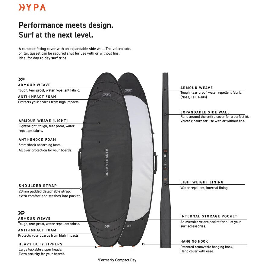 Ocean and Earth HYPA 6'8 Surfboard Day Cover information sheet