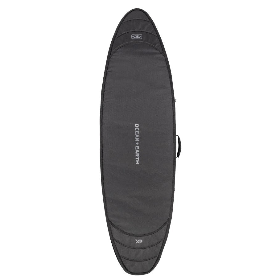 Ocean and Earth HYPA 6'4 Triple Surfboard Travel Cover showing top in black