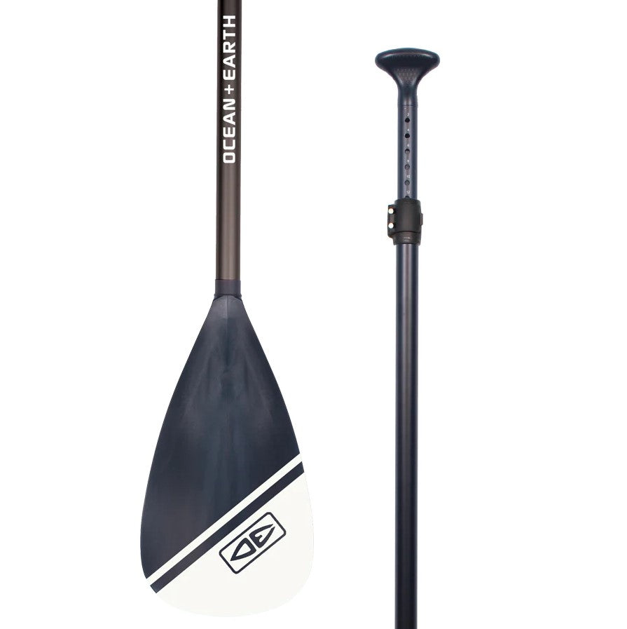 Ocean and Earth Aluminium Adjustable SUP Paddle in black and white