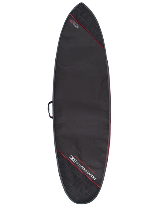 Ocean and Earth 7'0 Compact Day Mid-Length Boardbag in black and red from top