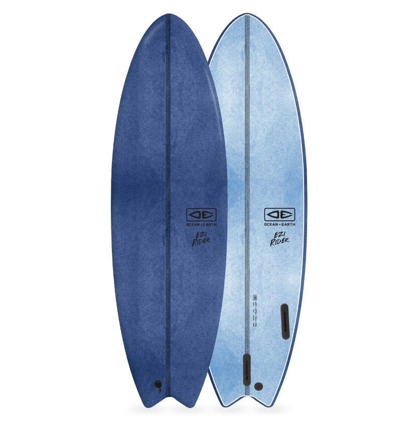 Ocean and Earth 7'0 Ezi-Rider Softboard in navy showing deck and bottom