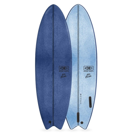 Ocean and Earth 6'0 Ezi-Rider Softboard in navy showing deck and bottom of board