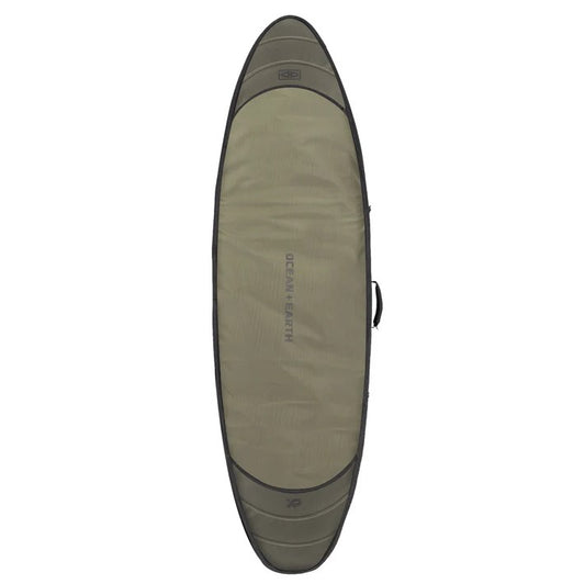 Ocean and Earth HYPA 6'4 Two Shortboard Travel Cover in khaki from the top