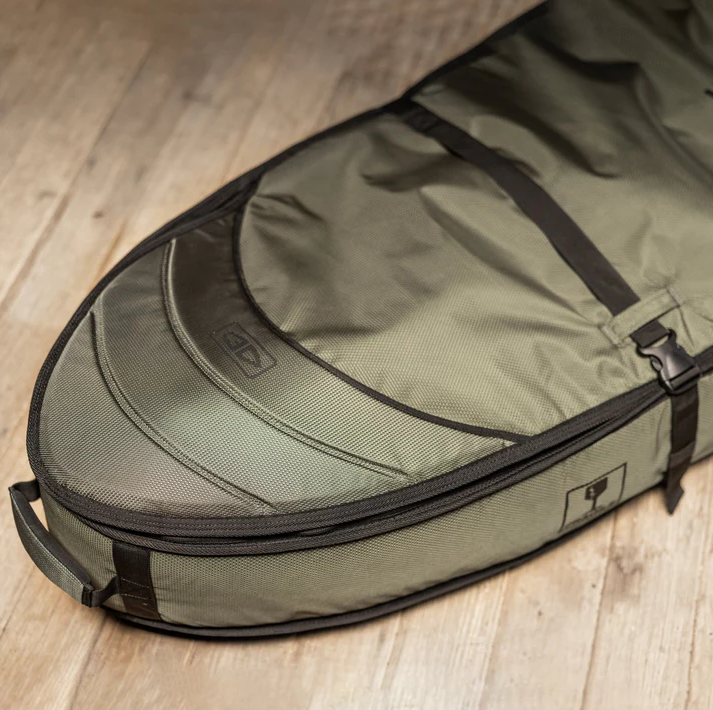 Ocean and Earth Hypa 6'8 3 Surfboard Travel Cover khaki showing tail