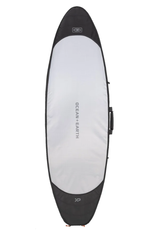 Ocean and Earth 6'0 Hypa Shortboard Day Bag in khaki colourway showing the silver bottom