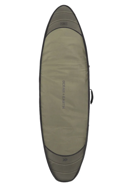 Ocean and Earth 6'0 Hypa Shortboard Day Bag in khaki colourway showing the top