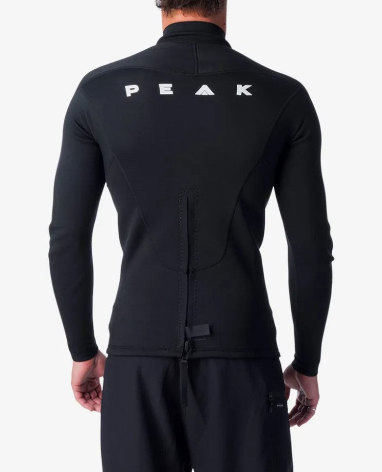 Peak Energy 1.5mm Long Sleeve Wetsuit Jacket from back on model showing zip