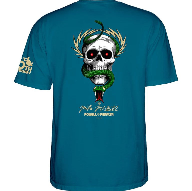 Powell Peralta McGill Skull & Snake 40th Anniversay Tee in Galapagos blue showing back