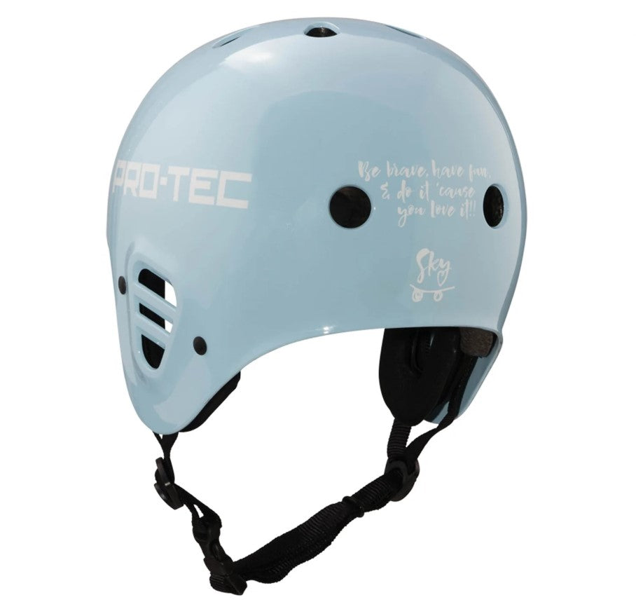 Protec Full Cut Cert Skate Helmet
 in sky blue from rear