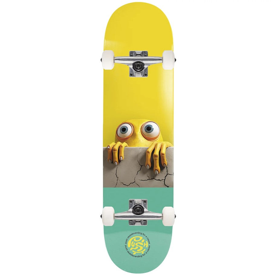Push Peek Over 7.25" Skateboard Complete in yellow
