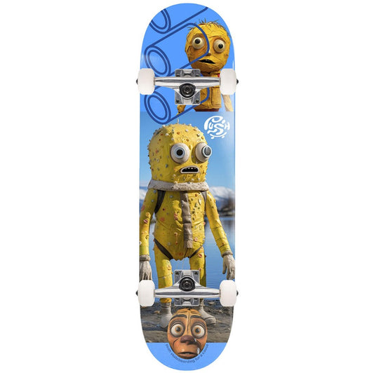 Push Yellow Man 8.25" Skateboard Complete in blue with multi coloured graphics