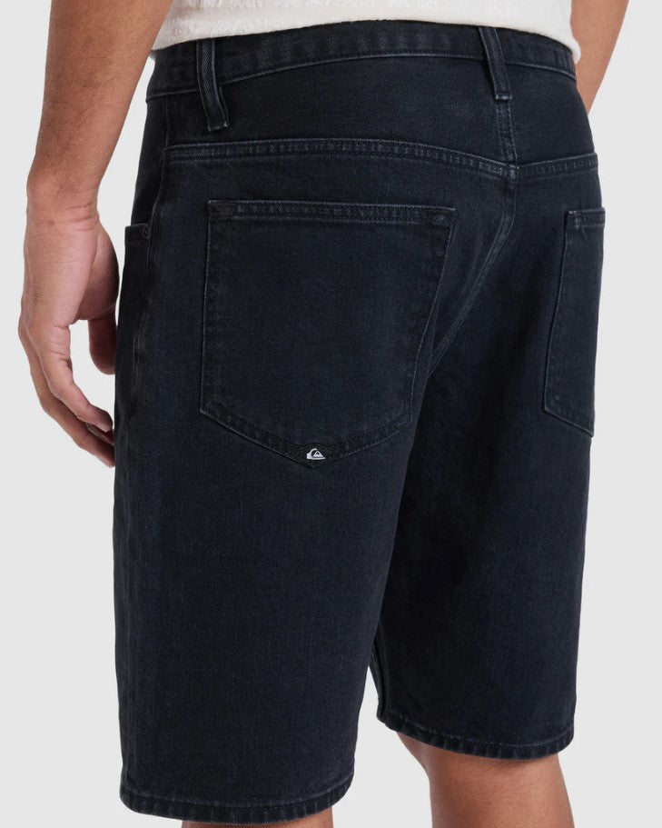 Quiksilver Aqua Cult 20" Denim Shorts in black from rear close up