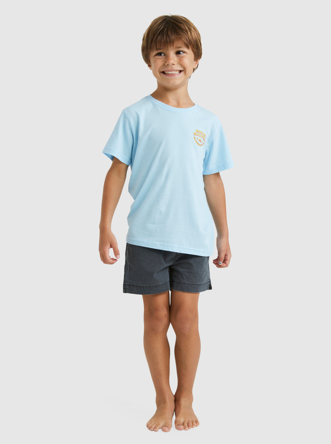 Quiksilver Backside Snap Boys Tee in clear sky colour from front