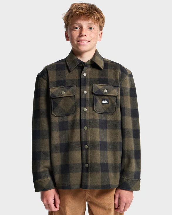 Quiksilver Bering Strait Youth Checked Shirt on model from front