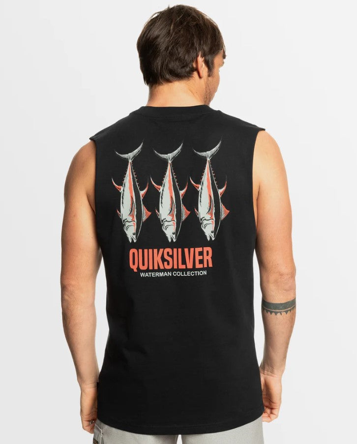 Quiksilver Blue Fin Muscle in black from rear