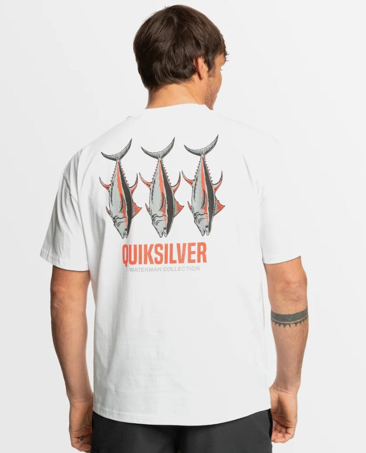 Quiksilver Blue Fin Tee in white from rear