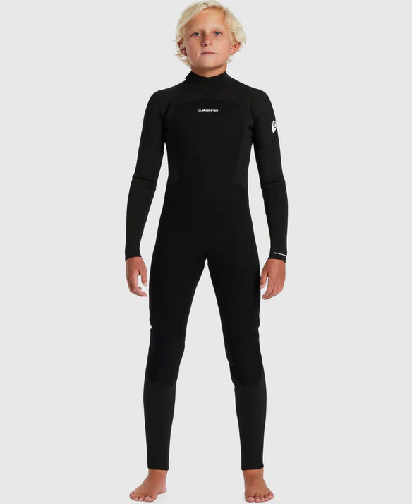 Quiksilver Boys Prologue 4/3mm GBS BZ Wetsuit in black on blond model