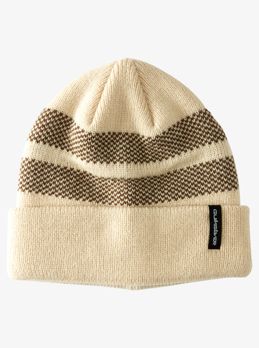 Quiksilver Calm Skies Beanie in oyster white colourway with brown stripes