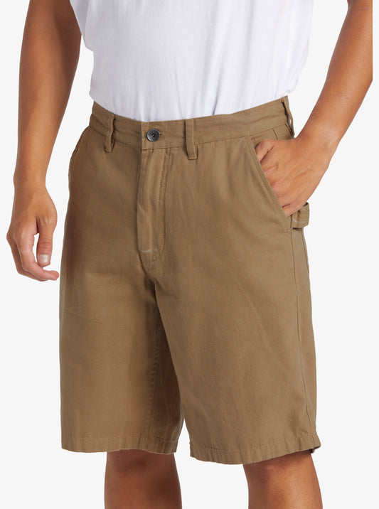 Quiksilver Carpenter Shorts in timber wolf colourway from front and side