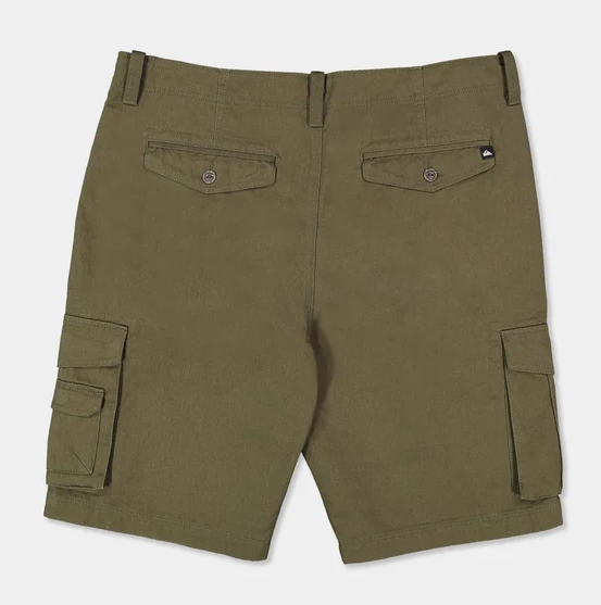 Quiksilver Crucial Battle 21" Cargo Shorts in grape leaf from rear in flatlay
