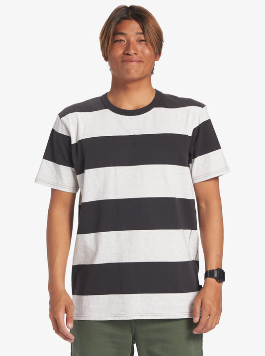 Quiksilver Early Pioneer Tee in tarmac and white stripes