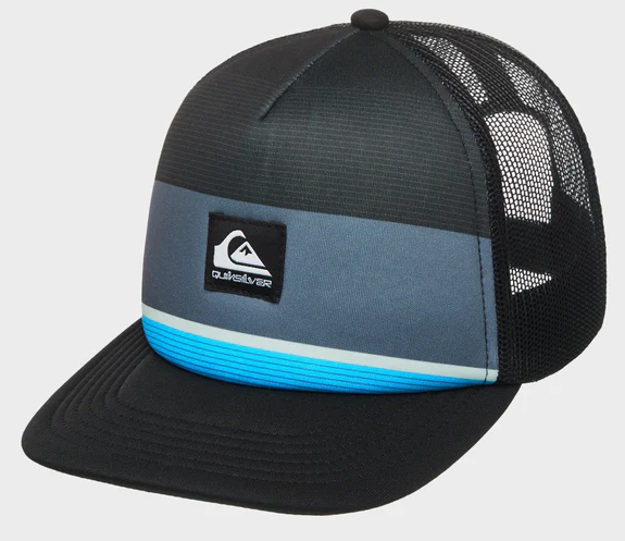 Quiksilver Emu Coop Youth Trucker Cap   in black step stripe colourway