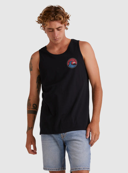 Quiksilver Feeling The Vibe Tank in black from front on McKenzie Bowden