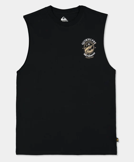Quiksilver Hard Line Muscle Top in black from front flatlay