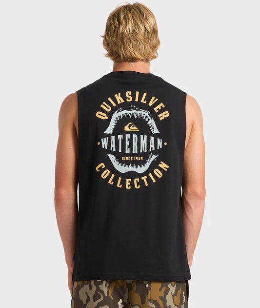 Quiksilver Waterman Heavy Hooks Muscle Topin black from rear 