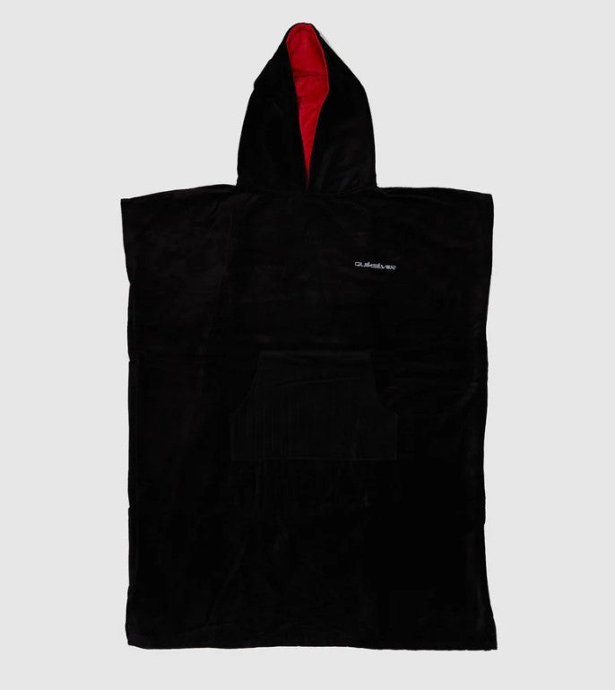 Quiksilver Youth Hooded Towel in jet black with red hood lining