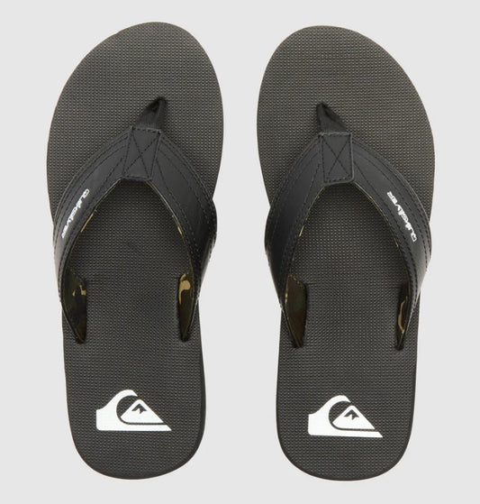 Quiksilver Island Oasis Jandals in black with camo detailing under strap showing pair from above