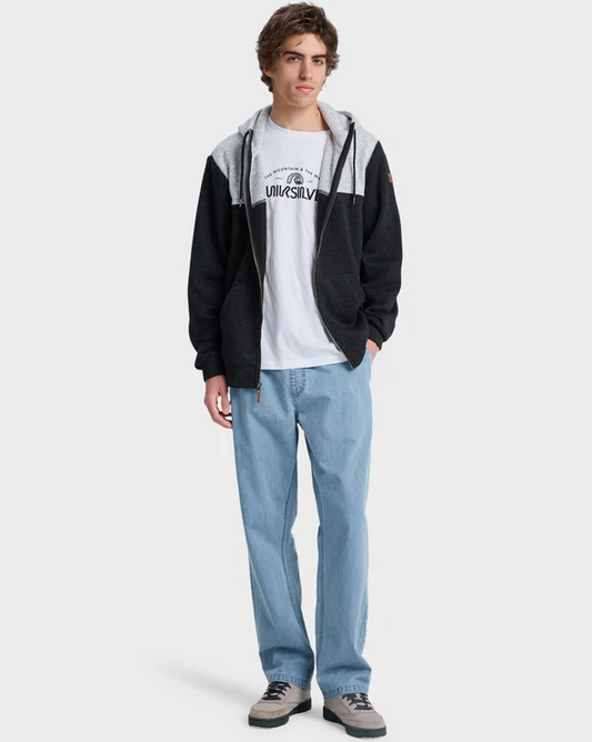 Quiksilver Keller Block Zip Hoodie in black marle on model from front