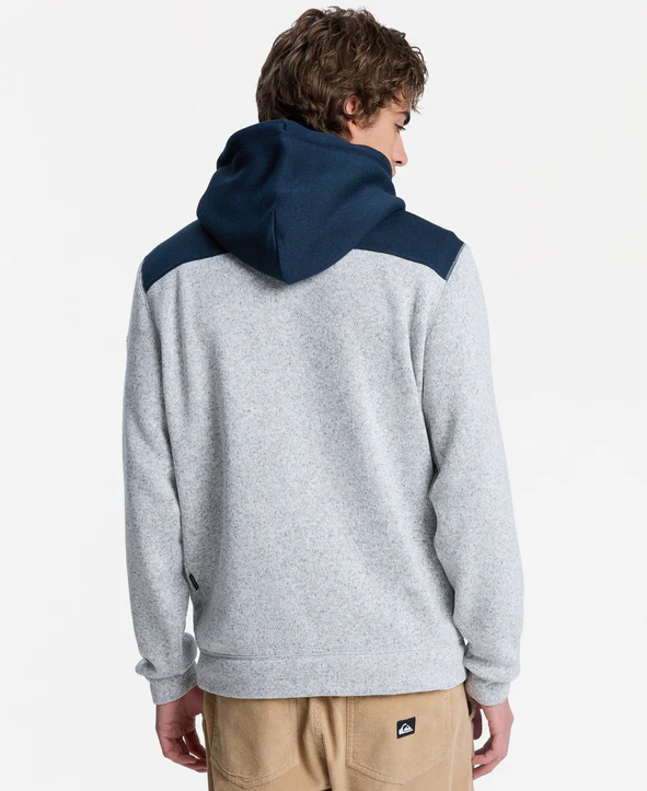 Quiksilver Keller Block Zip Hoodie in navy and grey marle from rear