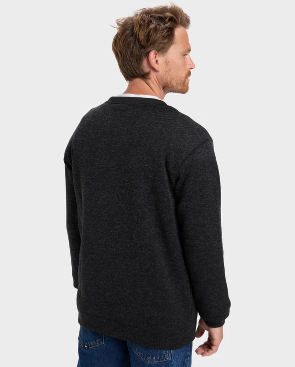 Quiksilver Men's Keller Crew in black heather heather on model 