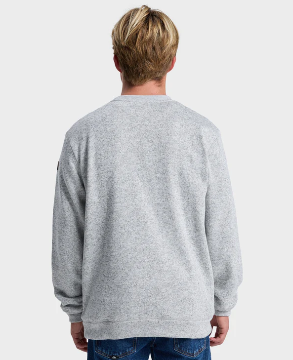 Quiksilver Men's Keller Crew in light grey heather on model from rear