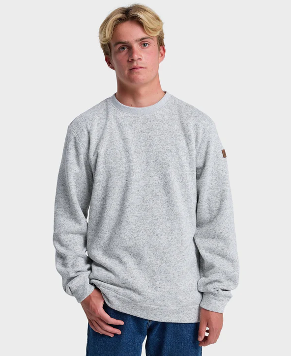 Quiksilver Men's Keller Crew in light grey heather on model from front